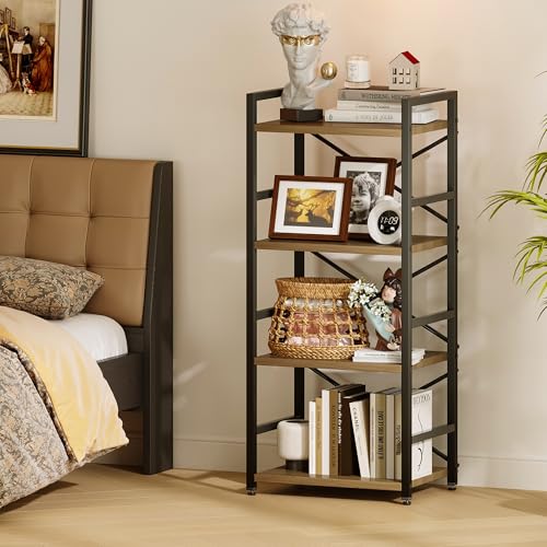 3 Tier Industrial Bookcase, Rustic Etagere Bookshelf for Living Room U5786