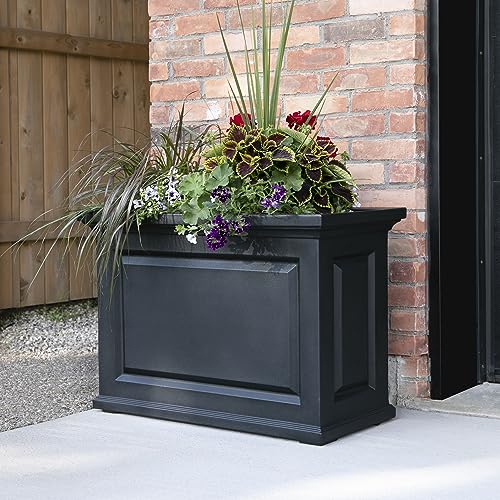 Nantucket Trough Planter - Black - 36in L x 16in W x 24in H - with 17.3 Gallon Water Reservoir P61250