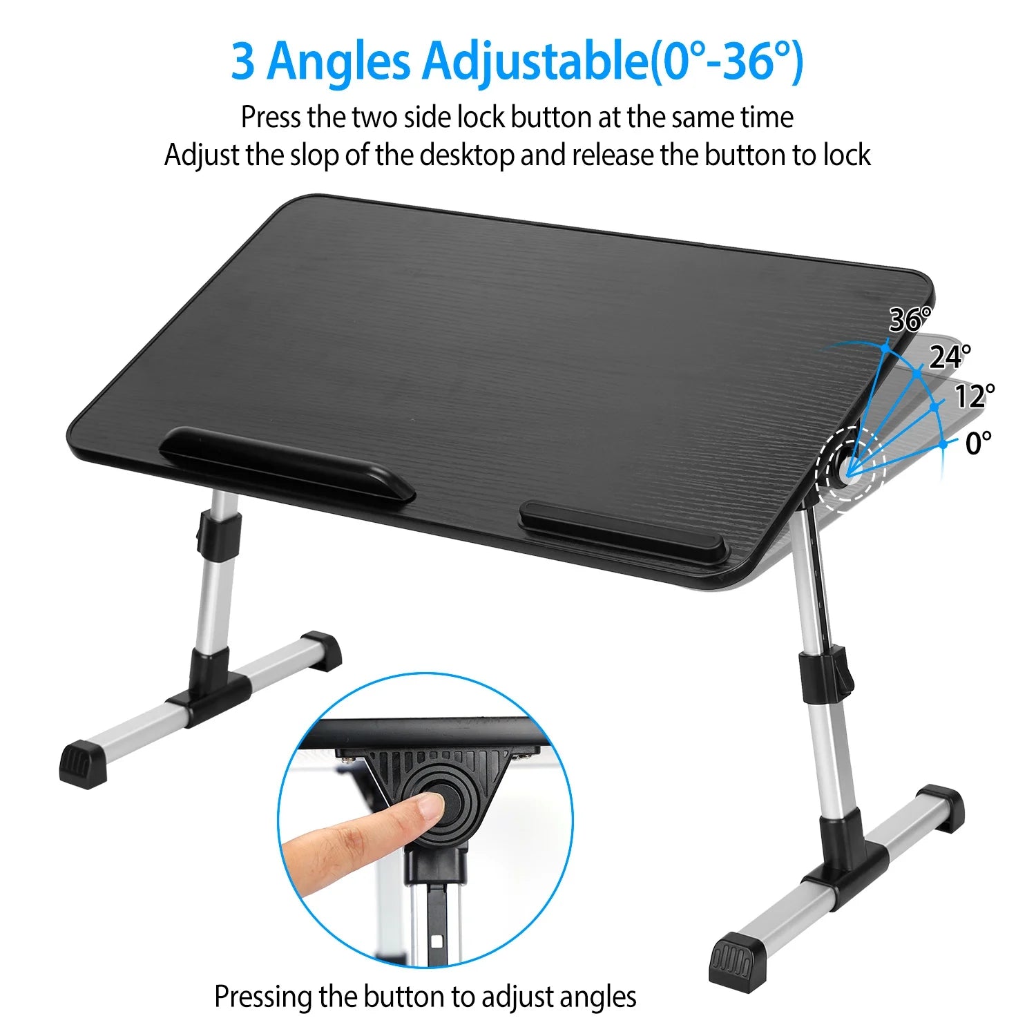 Foldable Laptop Table Stand Portable Desk Bed Tray Height Angle Adjustable T95571