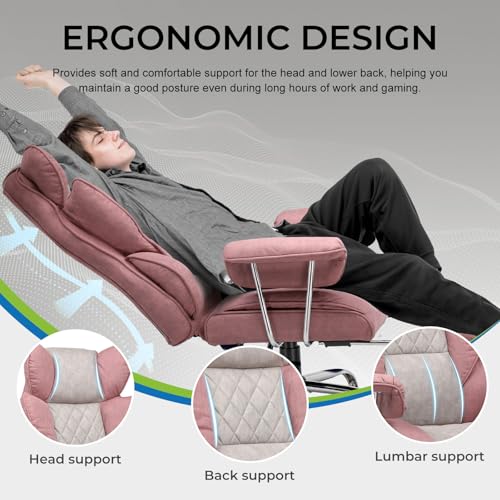 Gaming Chair with Lumbar Support and Footrest, PU Leather, Black E8234
