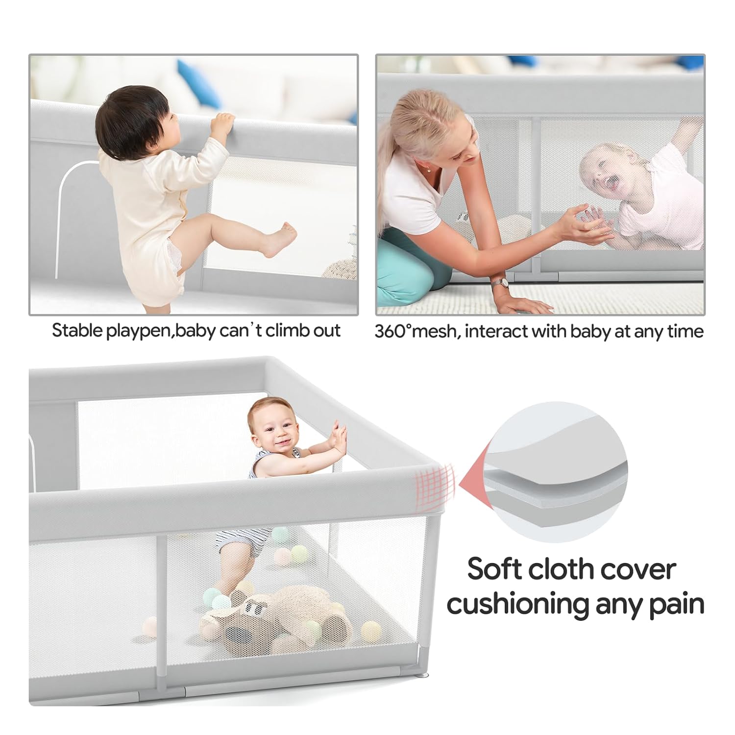 Baby Playpen 47x47 inch for Toddlers, Safety Non-Slip Indoor & Outdoor V8243