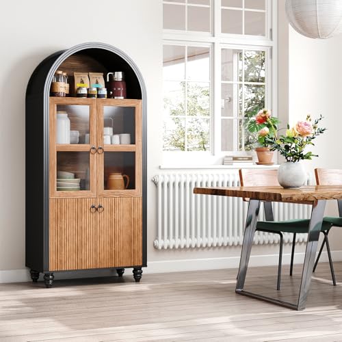 Kitchen Pantry Cabinet with 4 Doors and 1 Drawer, Freestanding Storage Cupboard L190261