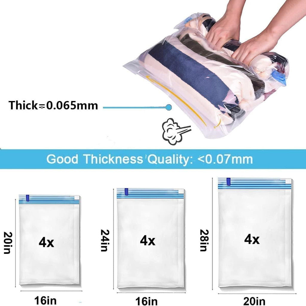 Travel Compression Bags for Luggage, Camping and Storage, Roll Up Reusable, 12 Pack H37488