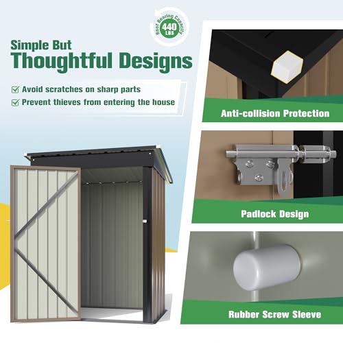 Metal Garden Storage Shed with Lockable Door for Backyard Patio Lawn Z3089