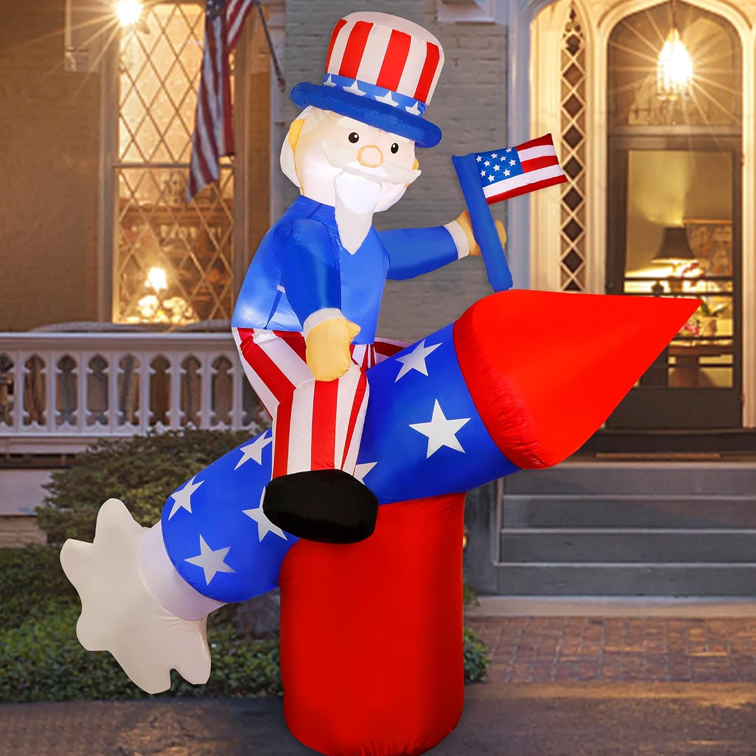 Patriotic Uncle Sam Inflatable with LED Lights for 4th of July Yard Decor Z69860