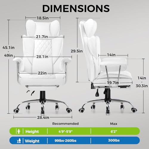 Gaming Chair with Lumbar Support and Footrest, PU Leather, Black E8234