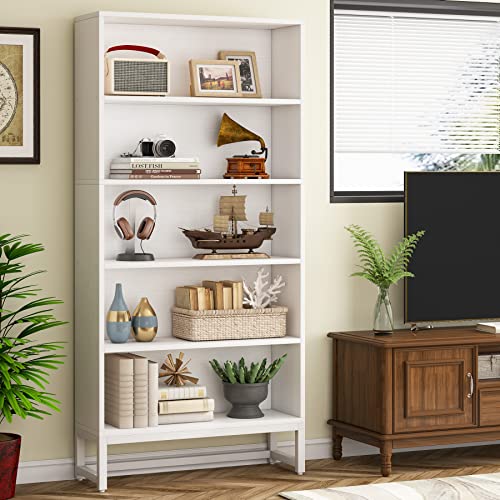 Tall Bookcase with LED Lights, 5-Tier Storage Shelves T8450