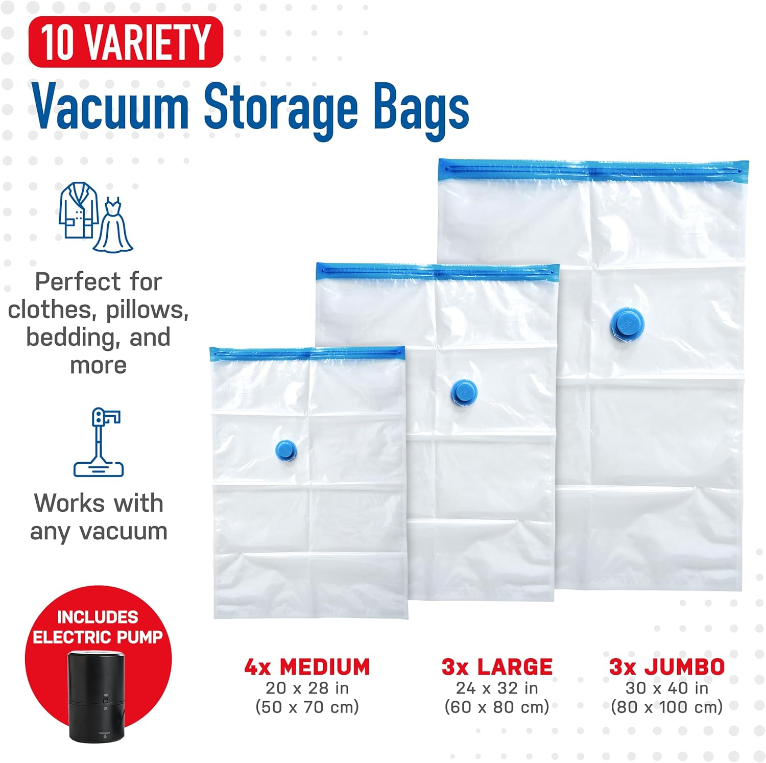 Vacuum Storage Bags with Electric Pump for Bedding and Blankets Z387
