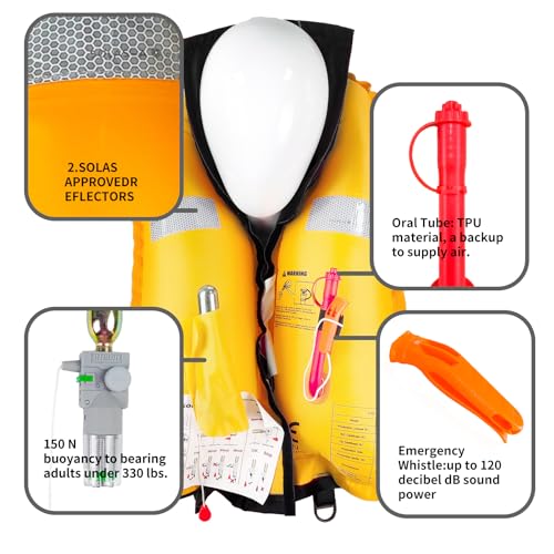 Automatic Inflatable Life Jacket for Adults, Low Profile, 330 lbs E6850