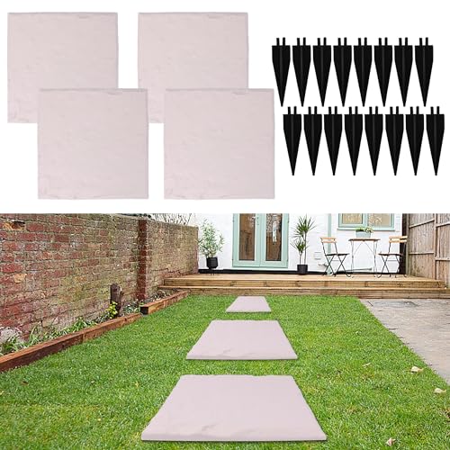 4Pcs Large Stepping Stones Outdoor Garden Walkway, Durable Plastic Pavers for Patio, Pathway, and Landscaping, Weatherproof Stepping Stones with Ground Stakes for Easy Installation