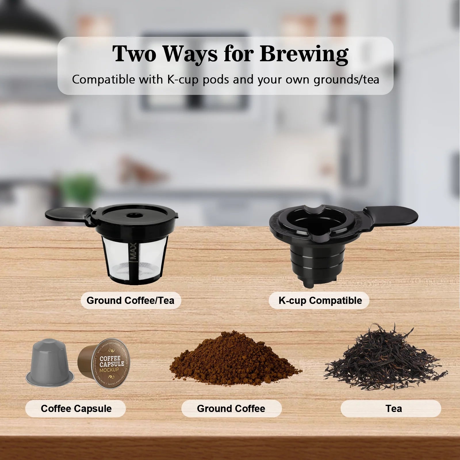 Single Serve Coffee Maker for K Cup & Ground Coffee, Hot and Iced, Black U14162