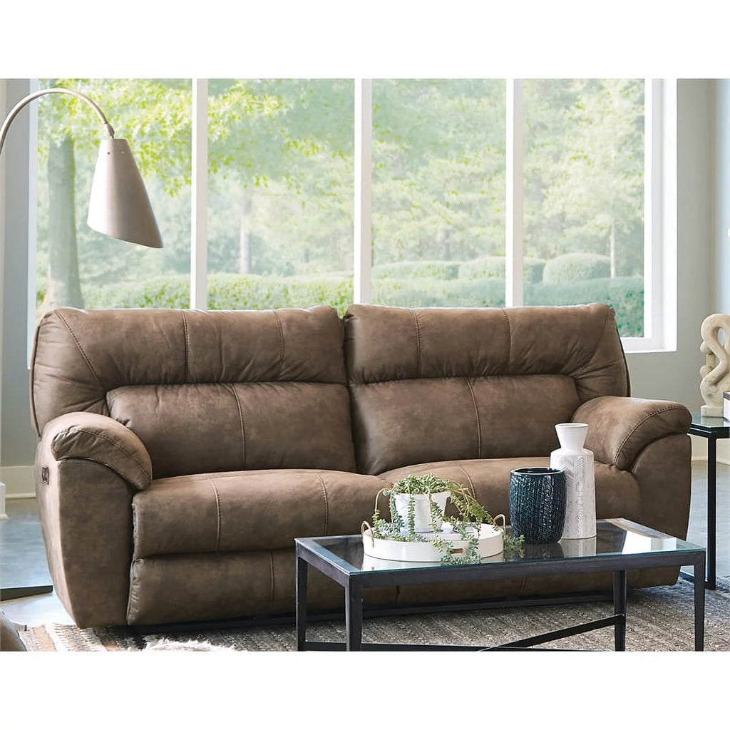 Power Reclining Sofa in Brown Polyester Fabric E4367