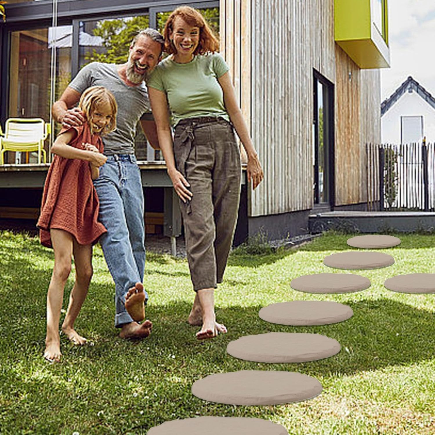 Garden Stepping Stones with Ground Stakes for Walkway Patio Yard N6814