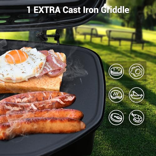 6-Burner Propane Gas Grill and Griddle Combo with Stainless Steel Lids F7495