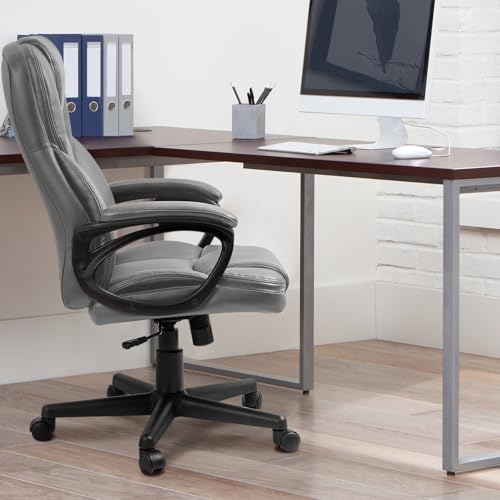 Office Executive Chair High Back Adjustable Swivel PU Leather with Lumbar Support I3854