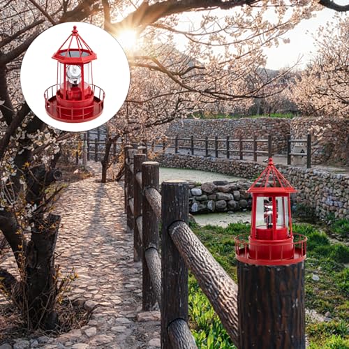 Solar Powered Rotating Lighthouse Lamp for Outdoor Garden Decor X9019