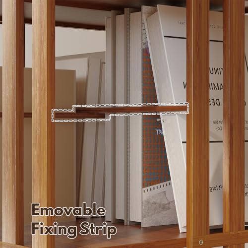 Rotating Bookshelf Tower, 360 Spinning Bamboo Bookcase, 6 Tier Floor Standing Storage Rack U3081