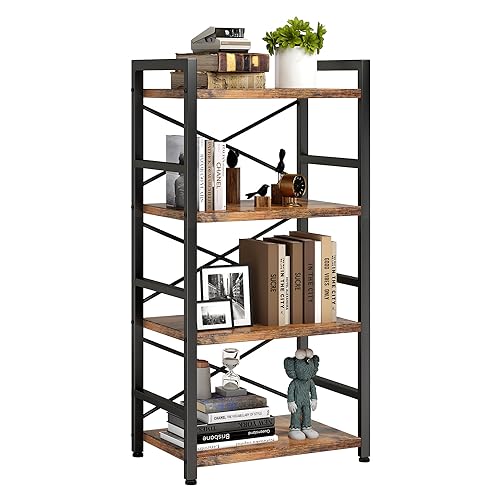 3 Tier Industrial Bookcase, Rustic Etagere Bookshelf for Living Room U5786