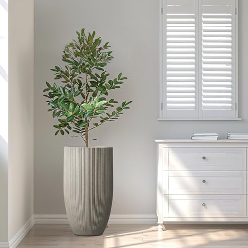 24 Inch Tall Concrete Planter with Drainage Hole for Patio or Porch N93751