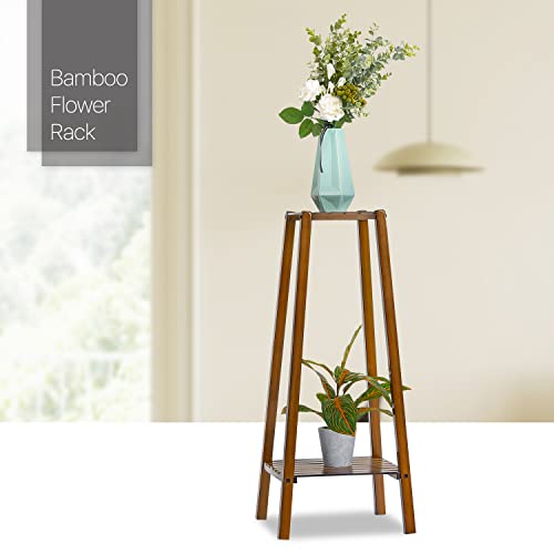 Bamboo Tall Plant Stand with 4 Shelves for Patio Garden Balcony W958352