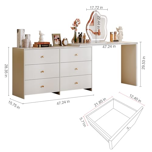Large Makeup Vanity Desk with Mirror and Lights, 8 Drawers, Power Outlet B666