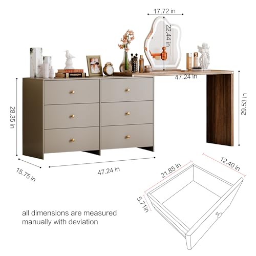 Large Makeup Vanity Desk with Mirror and Lights, 8 Drawers, Power Outlet B666