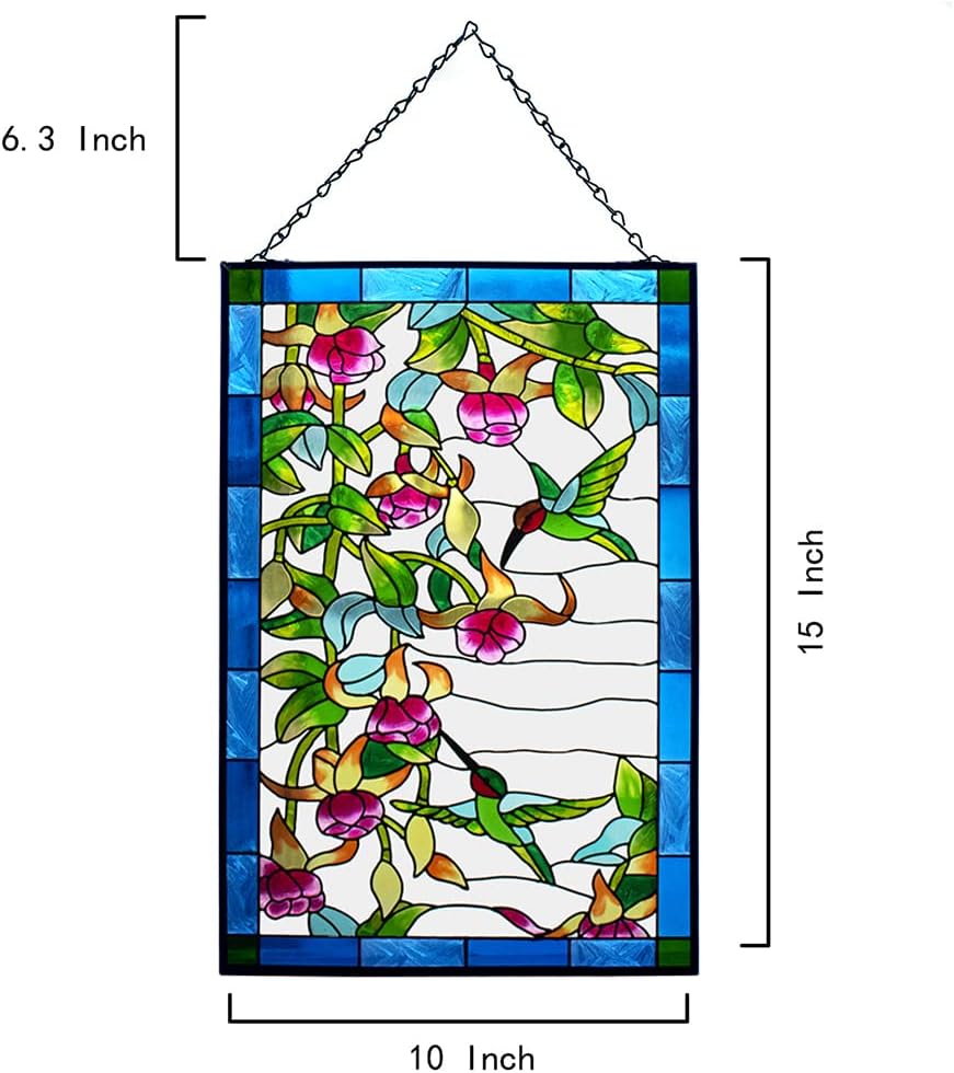 Stained Glass Hummingbird Window Suncatcher with Chain O2706