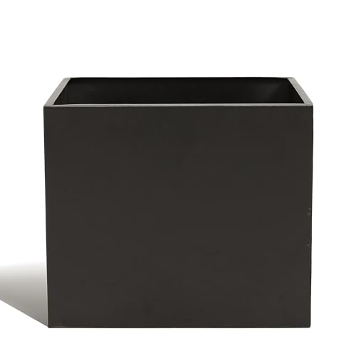 Worth Garden Heavy Duty Metal Planter Box - 13" x 13" x 11" Small Size Bronze Square Steel Planter - Modern Flower Plant Pot - Indoor & Outdoor - No Assembly Required - Insert Plate - Drainage Holes
