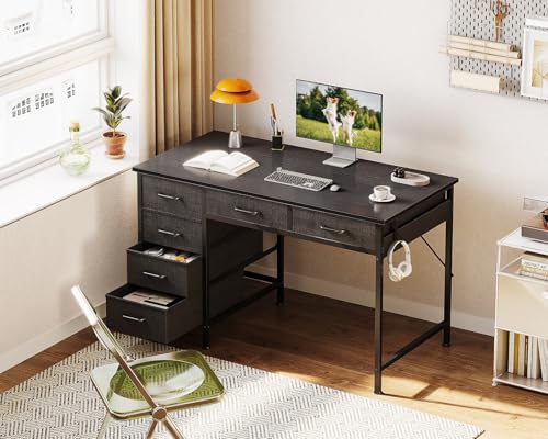 Computer Desk with 6 Drawers, 40 Inch Small Desk with Storage L2851