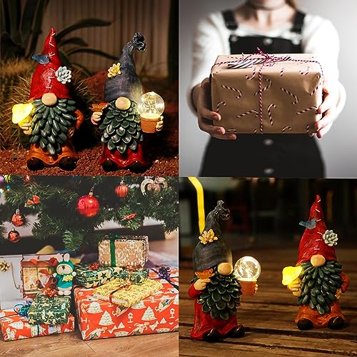 Solar Gnomes Garden Statues with LED Light for Outdoor Yard Decor P683