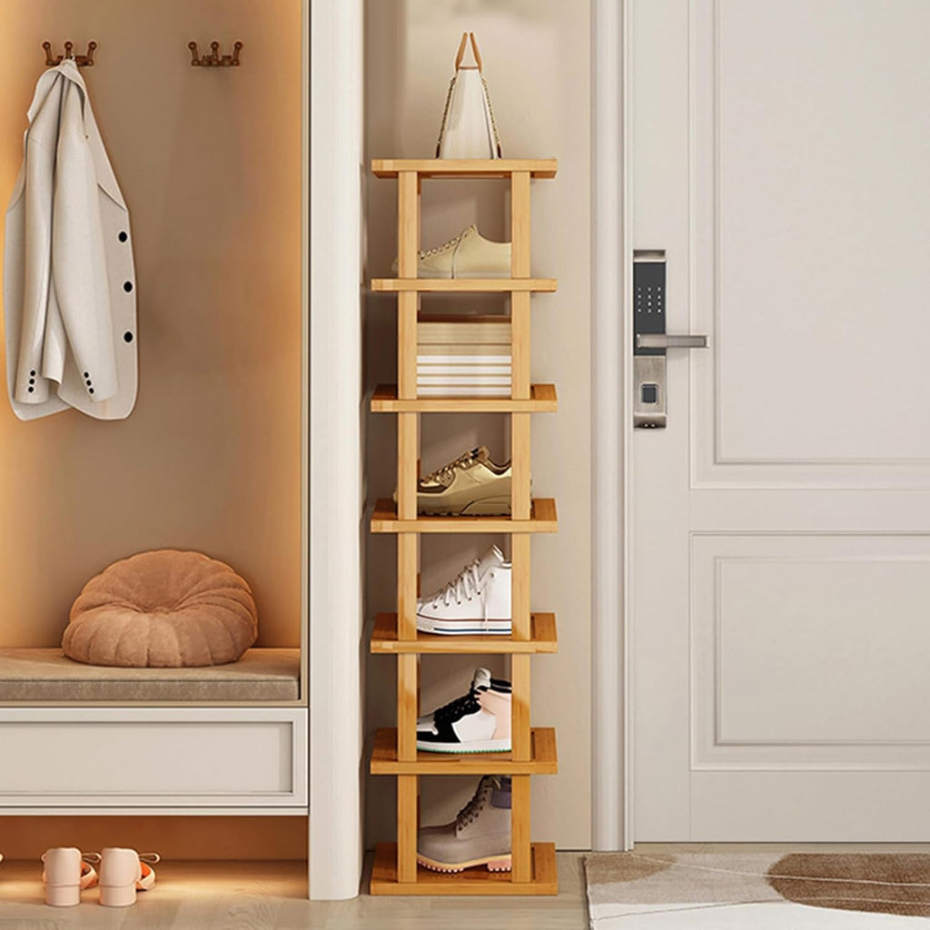 Bamboo Shoe Rack 7-Tier Storage Organizer for Entryway E6233