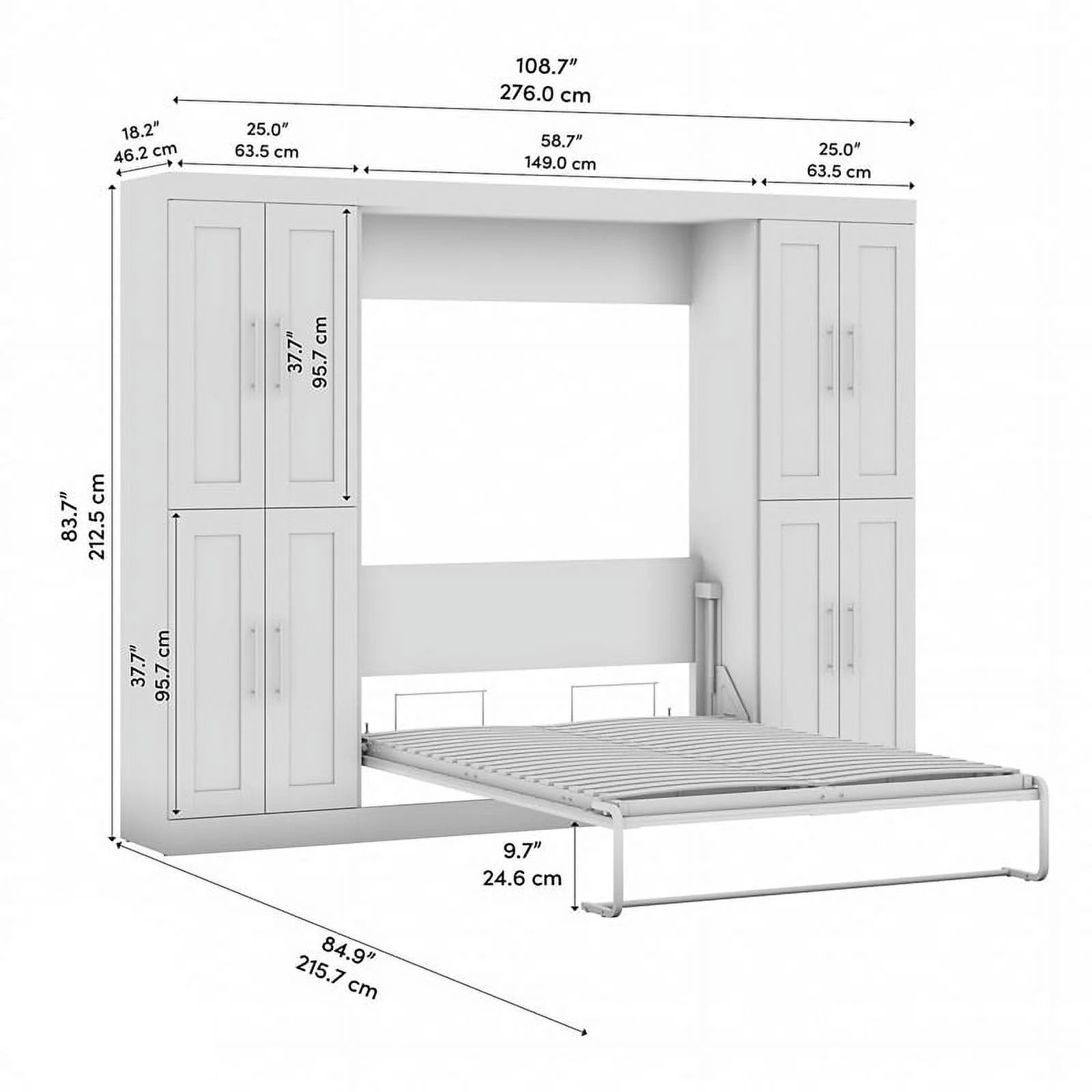 Full Murphy Bed with Storage Cabinets G943