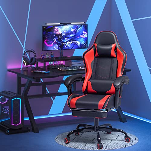 Gaming Chair with Footrest and Massage Lumbar Support J131131