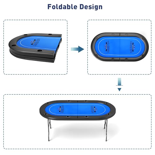 Foldable Blackjack Poker Table with Cup Holders G3690