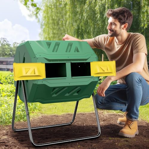 Compost Tumbler Bin 43 Gallon Dual Chamber Outdoor Garden E52640
