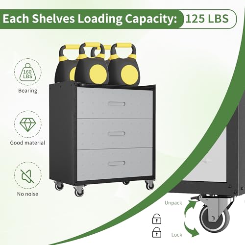 Rolling Tool Storage Cabinet with 4 Drawer and Locking Door U282375