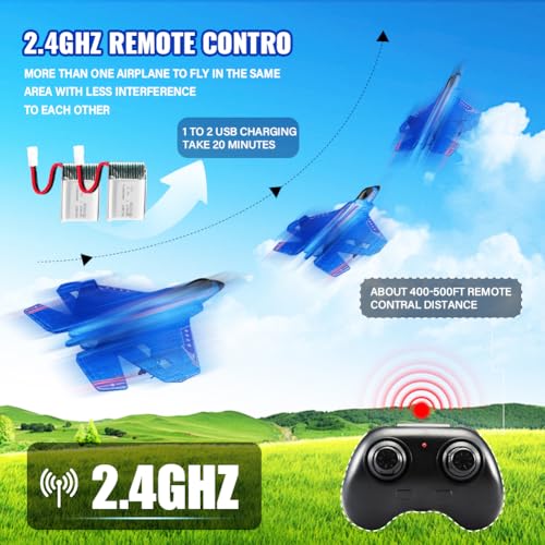 F22 RC Airplane Fighter, 2.4Ghz 2 Channel Remote Control Plane for Kids Beginners Y282