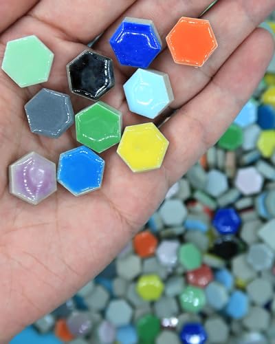 Hexagon Ceramic Mosaic Tiles for Crafts, Pack of 100 N189690