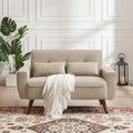 48.8" Small Loveseat Sofa, Mid Century Modern Love Seat Couch with Back Cushions and Wood Legs, 2 Seater Couches for Living Room, Bedroom, Small Spaces, Green