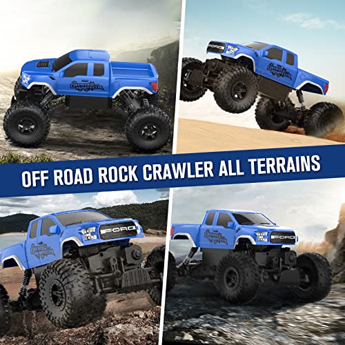 RC Truck 4WD Off Road Crawler Toy for Boys Girls 6-12, Blue C250000