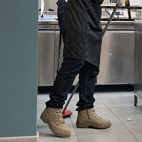 Men's Military Tactical Work Boots Side Zipper Leather Motorcycle Combat Boots N655026