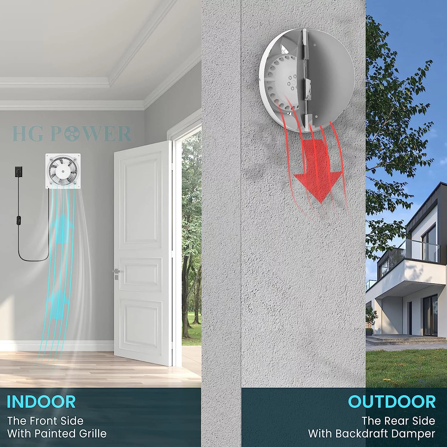 6 Inch Wall Mount Exhaust Fan for Bathroom, Garage, and Window Ventilation I115362