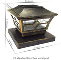 Stansard 6 x 6 Inches Post Cap of Solar Lights, Metal and Glass, Bronze, Wood Post Fence Post Cap Outdoor Garden Yard Deck Street Top Wall