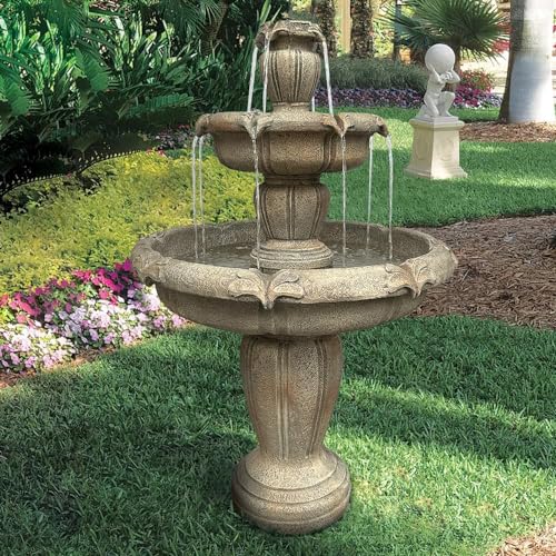 Outdoor Floor Water Fountain, 3-Tier Concrete with Electric Pump C406329