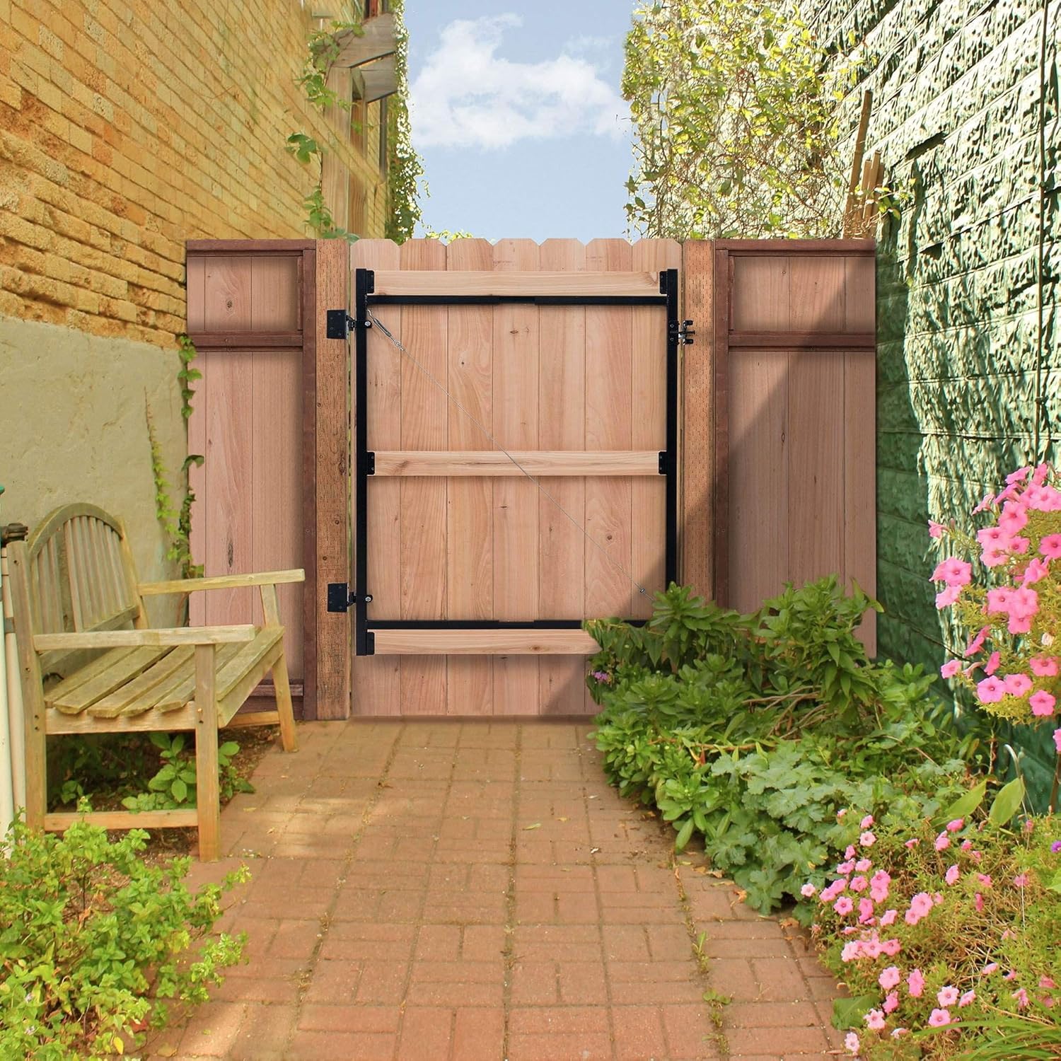 Adjustable Steel Frame Gate for Doorway and Driveway, 60-96 Inches Wide, 6 Inches High, 3 Pack H34525