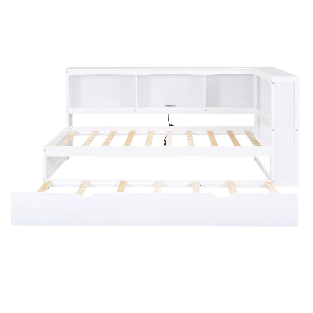 Modern Twin over Twin Wood Daybed with Trundle and Storage H154479