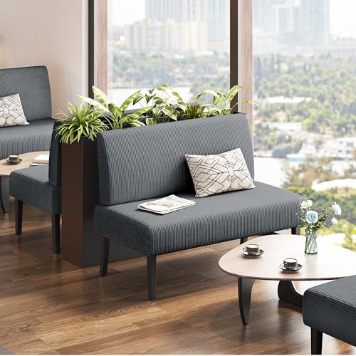 Small 2-Seater Armless Sofa Chair, Corduroy Fabric, for Small Spaces A458373