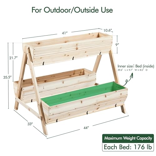 Wooden Raised Garden Bed with Legs 3 Tiers Elevated Planter Box Outdoor B602