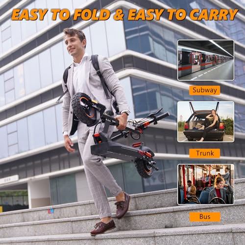 Electric Scooter for Adults with Seat, 10" Off Road Tires, 28-35MPH, Foldable S598796