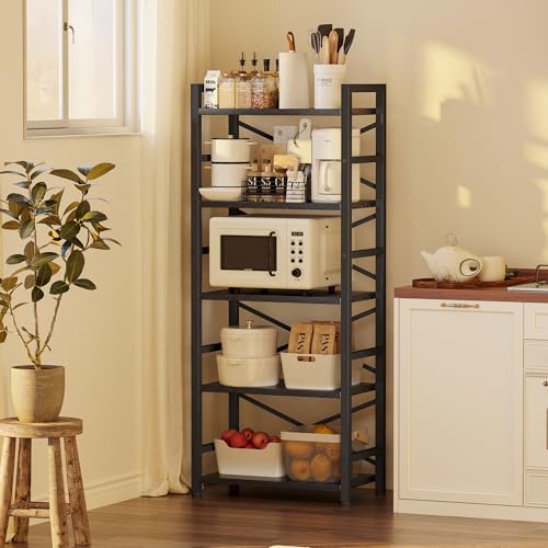 3 Tier Industrial Bookcase, Rustic Etagere Bookshelf for Living Room U5786